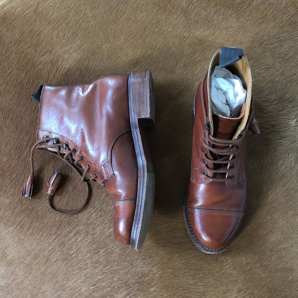 vintage ralph lauren leather lace up boots size 5